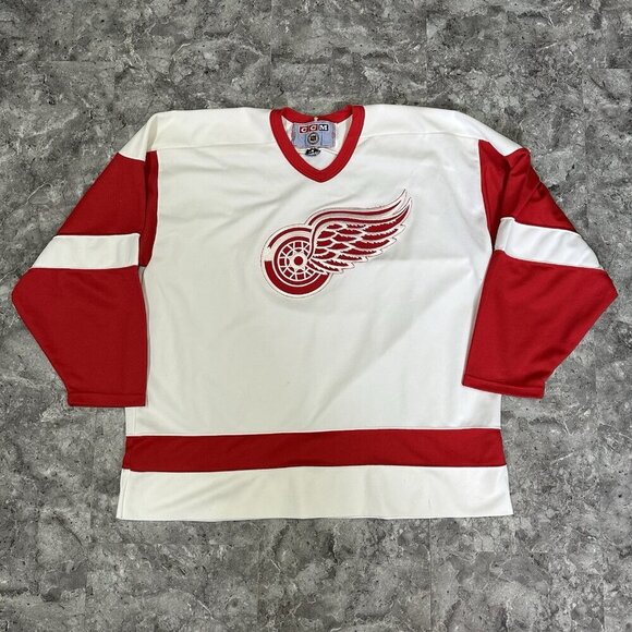 Vintage Detroit Red Wings NHL CCM Maska Hockey Jersey Size XXL White Red - Picture 1 of 7